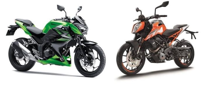 ktm duke 250 vs kawasaki z250 comparison images