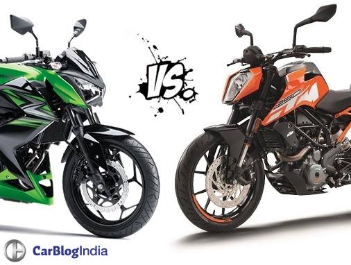 Udsigt vinde Dodge KTM Duke 250 vs Kawasaki Z250 Comparison of Price, Specs, Top Speed, Mileage