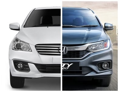 maruti ciaz vs honda city frontq