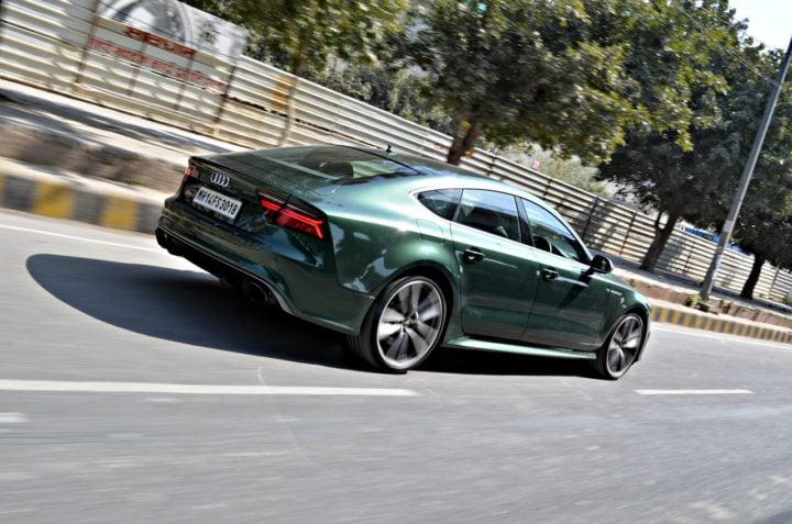 audi rs7 sportback performance review imgaes rear angle action shot