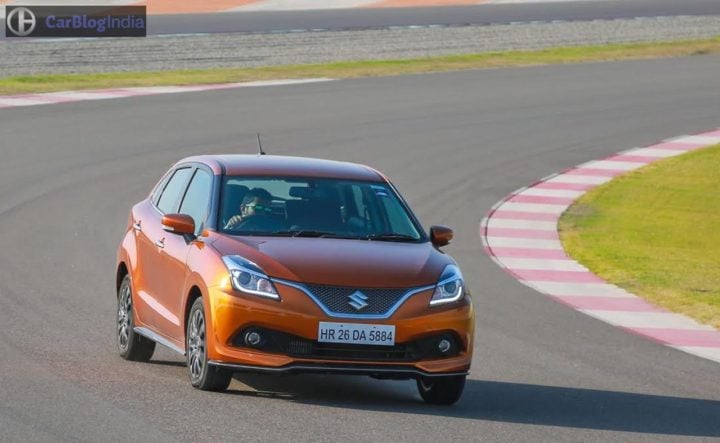 maruti baleno rs test drive review images front angle action