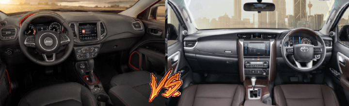 Jeep Compass Vs Toyota Fortuner Comparison Interior Dashboard Image