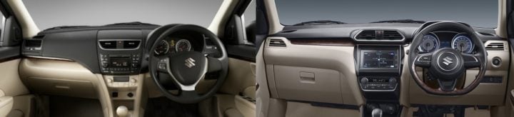 maruti dzire old vs new interiors