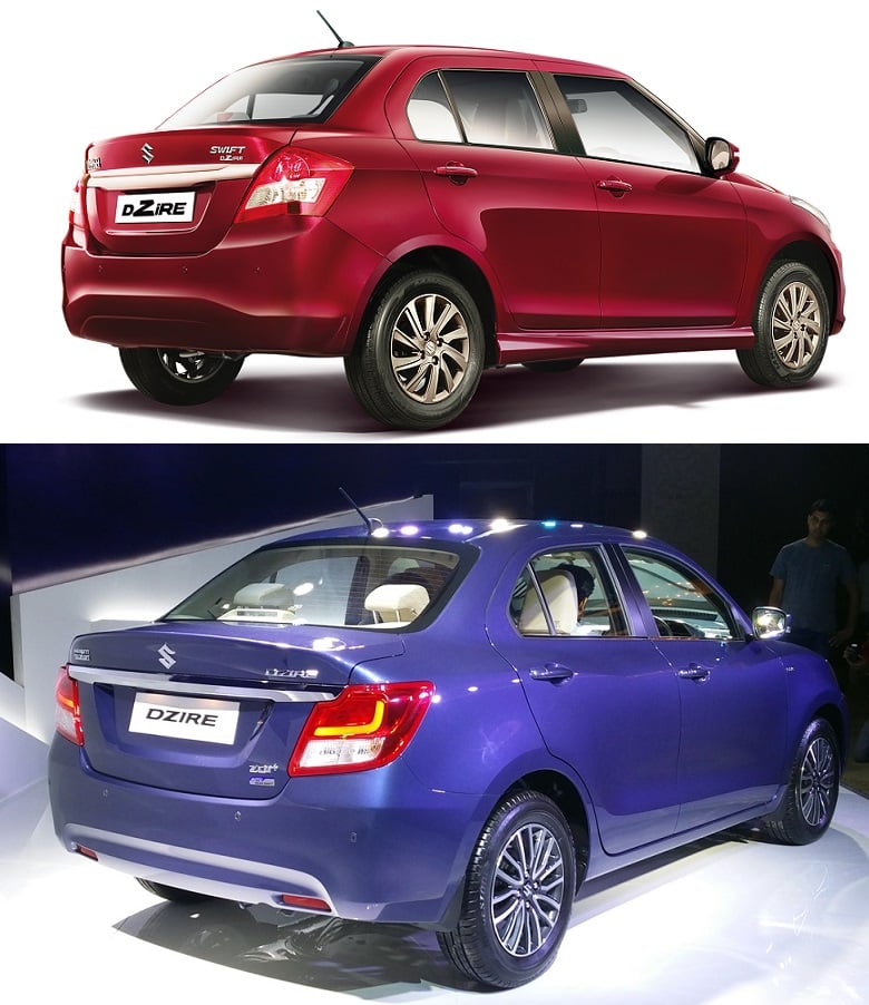 New 2017 Maruti Dzire vs Old Model rear