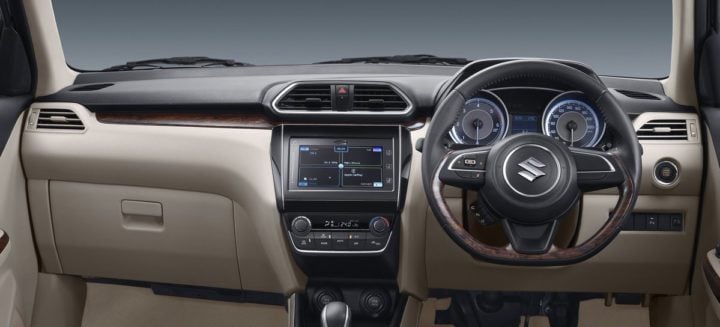 new 2017 maruti dzire review of interior dashboard