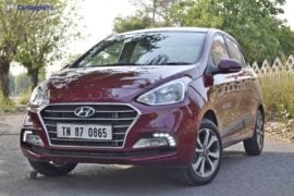 2017 hyundai xcent facelift test drive review front angle