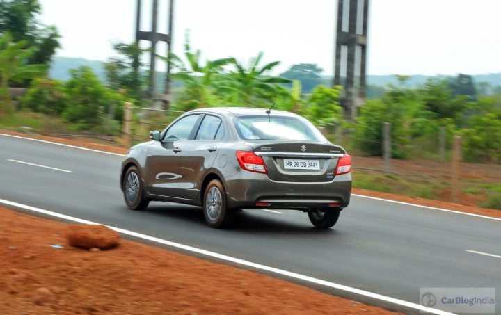 2017 maruti dzire test drive review rear angle