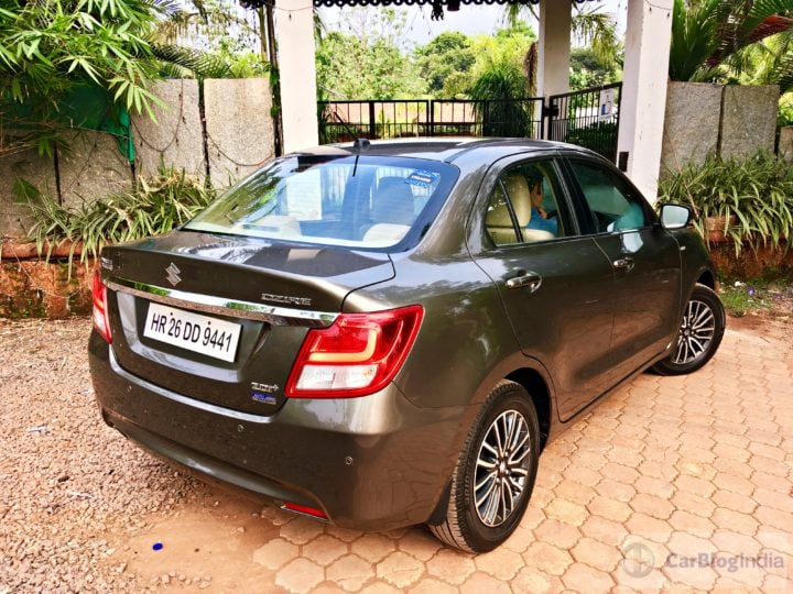 2017 maruti dzire test drive review rear angle