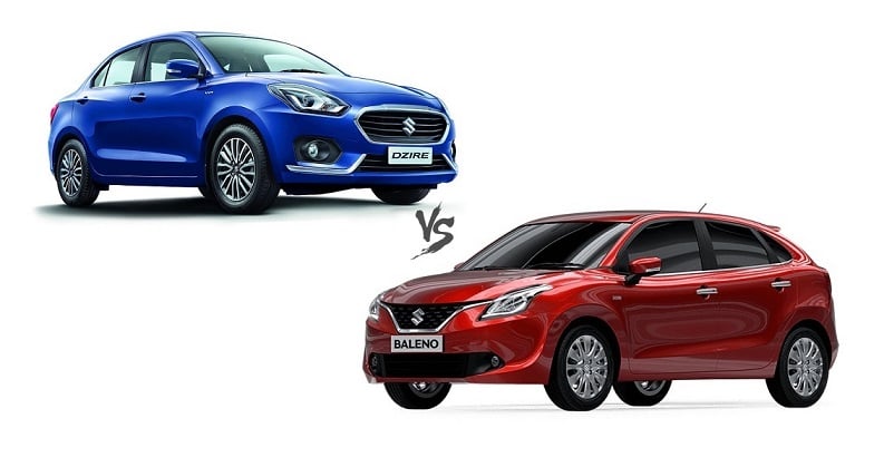 new 2017 maruti dzire vs baleno comparison