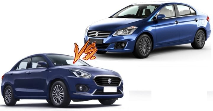 New 2017 Maruti Dzire Vs Maruti Ciaz Comparison Images