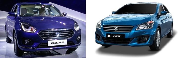 New 2017 Maruti Dzire Vs Maruti Ciaz Comparison Images