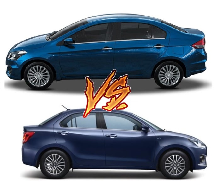 New 2017 Maruti Dzire Vs Maruti Ciaz Comparison Images