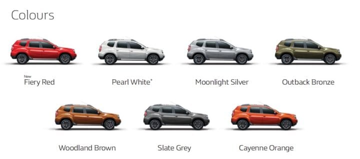 renault duster petrol automatic colours