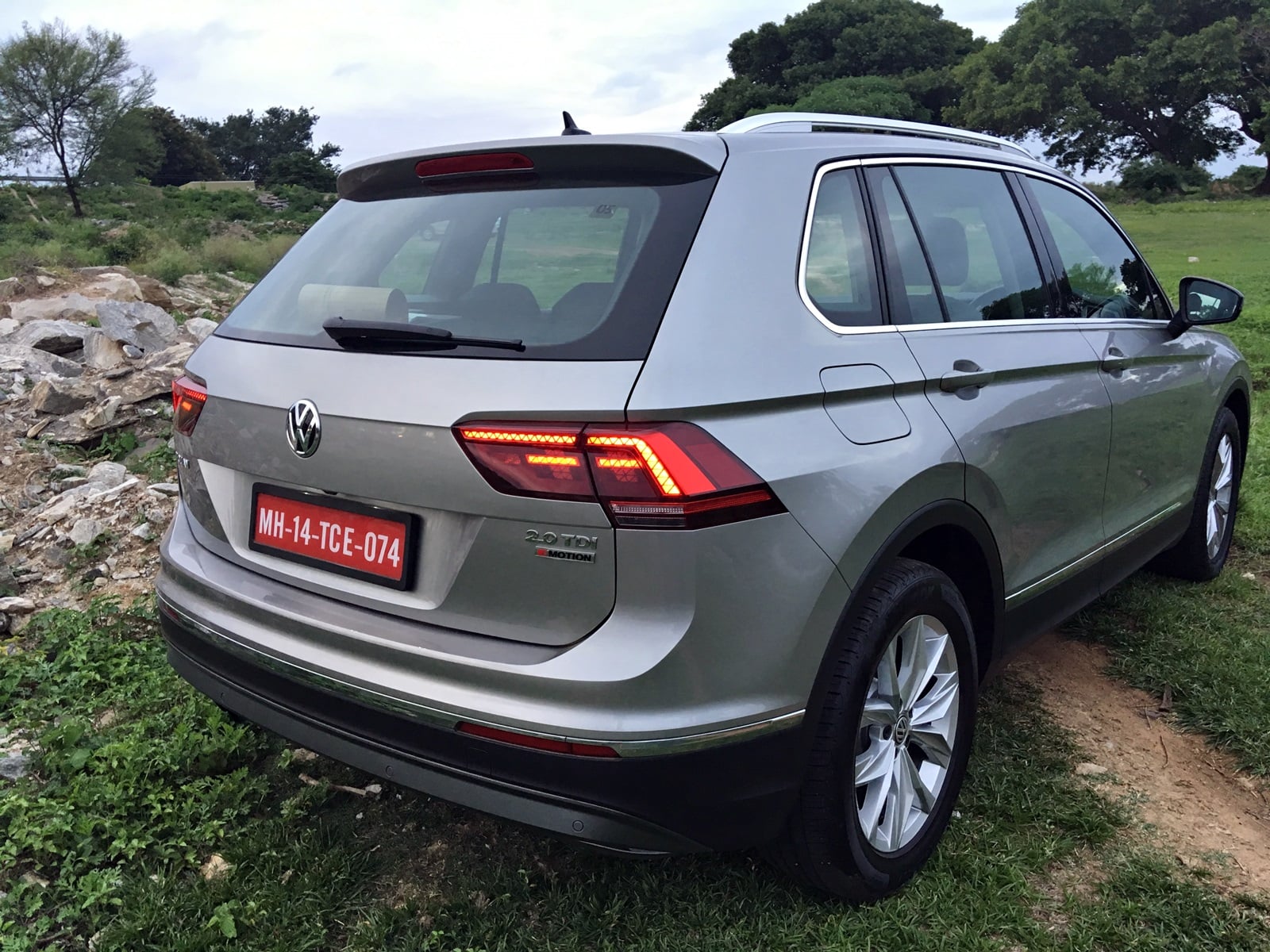 volkswagen tiguan test drive review images rear angle CarBlogIndia