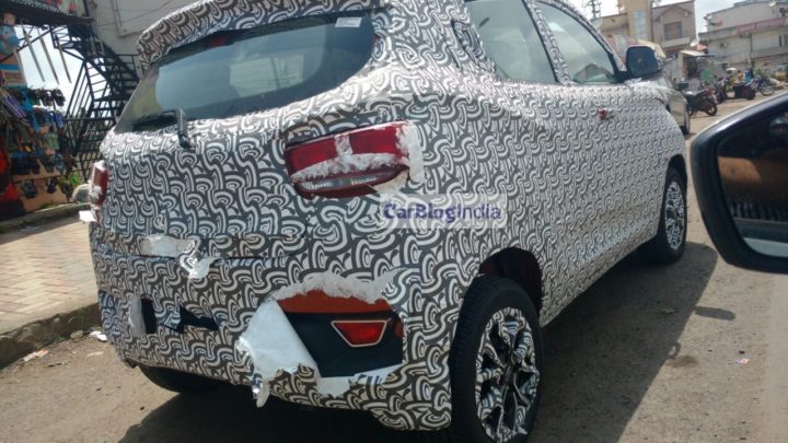 2017 mahindra kuv100 facelift spy images rear angle