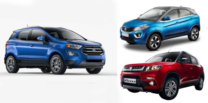 new 2017 ford ecosport vs tata nexon vs vitara brezza comparison image