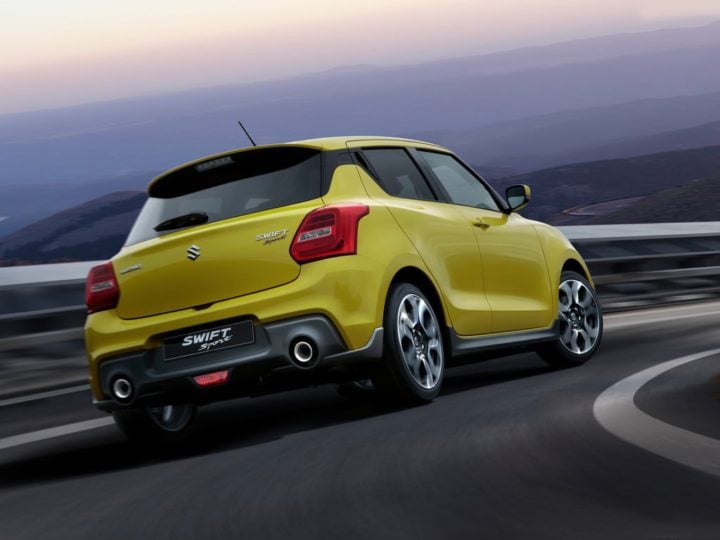 new maruti swift sport images rear angle action