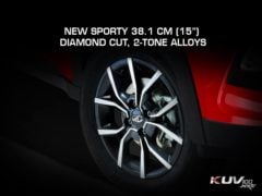 mahindra kuv100 nxt facelift images action front angle alloy wheels