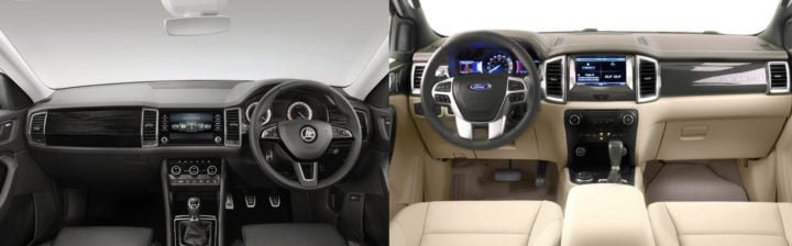 skoda kodiaq vs ford endeavour interior comparison