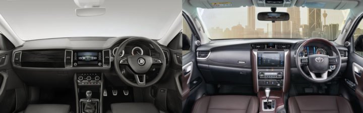 skoda kodiaq vs toyota fortuner interior comparison