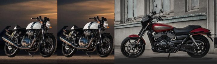 royal enfield continental gt 650 vs harley davidson street 750