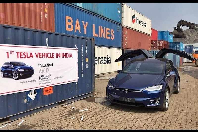 first Tesla in india images front angle
