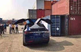 first Tesla in india images rear angle