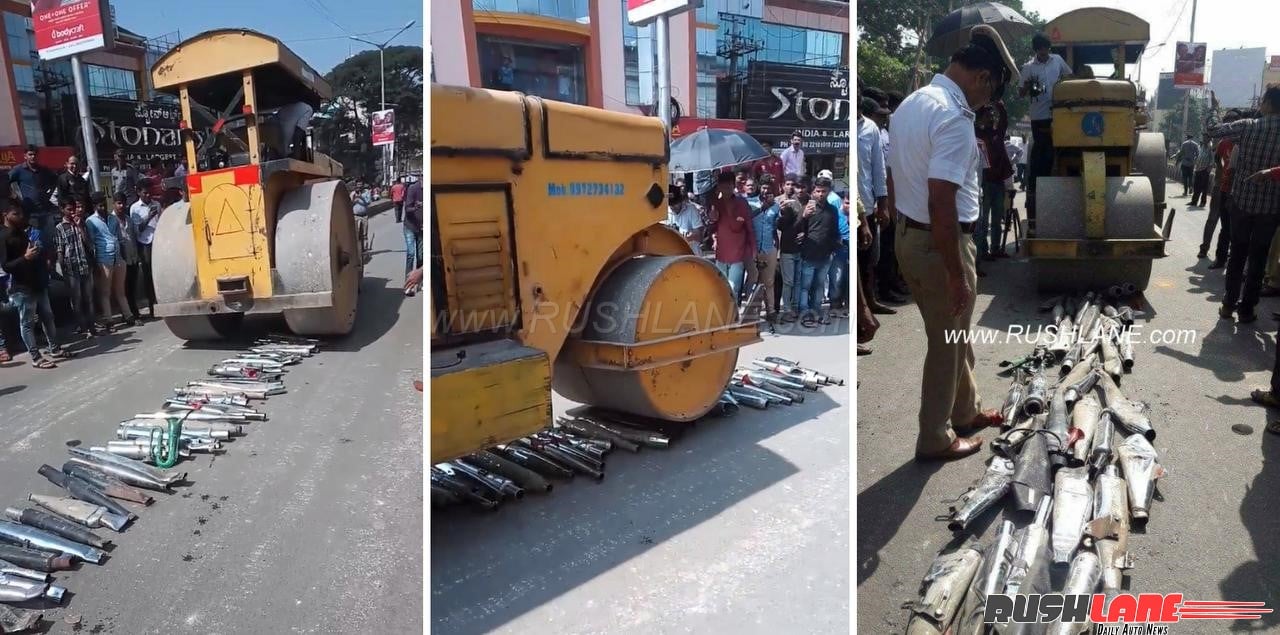 road roller crush royal enfield silencers