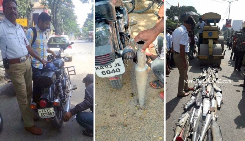 Cops Run a Road Roller Over Loud Illegal Exhausts of Royal Enfield