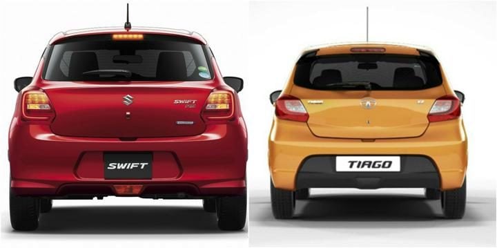 2018 Maruti Suzuki Swift Vs Tata Tiago Rear Profile