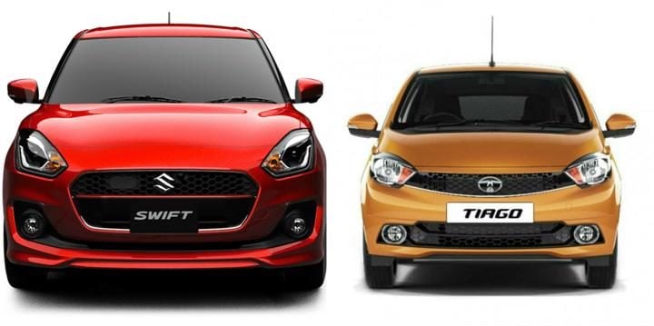 2018 Maruti Suzuki Swift Vs Tata Tiago Front Profile