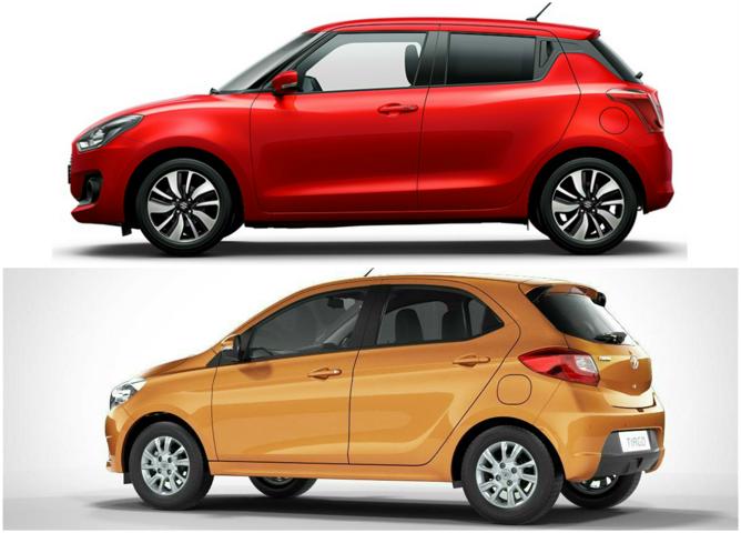 2018 Maruti Suzuki Swift Vs Tata Tiago side profile