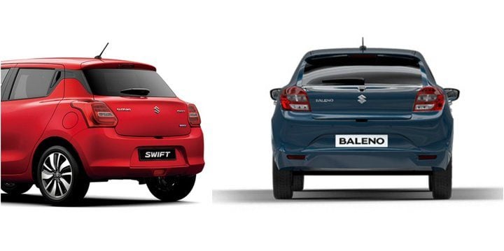 2018 Maruti Suzuki Swift Vs Baleno rear profile