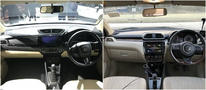 New Honda Amaze vs 2018 Maruti Suzuki Dzire interior