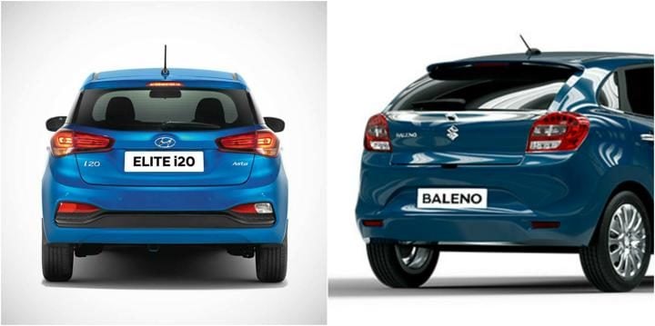 2018 Hyundai Elite i20 Vs Maruti Baleno Rear Profile