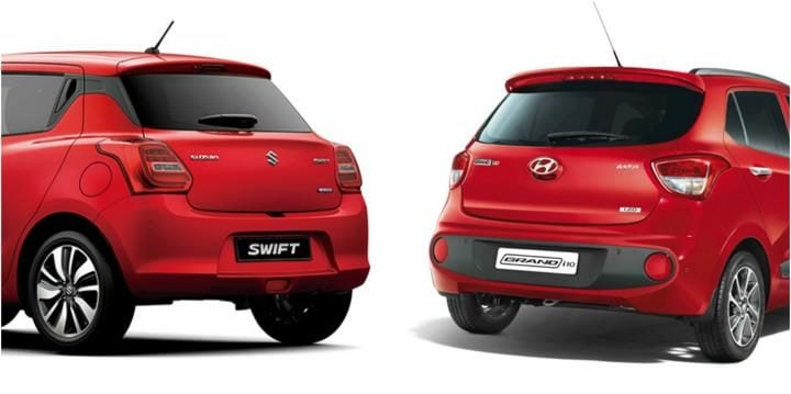 2018 Maruti Suzuki Swift Vs Hyundai Grand i10 Rear Profile