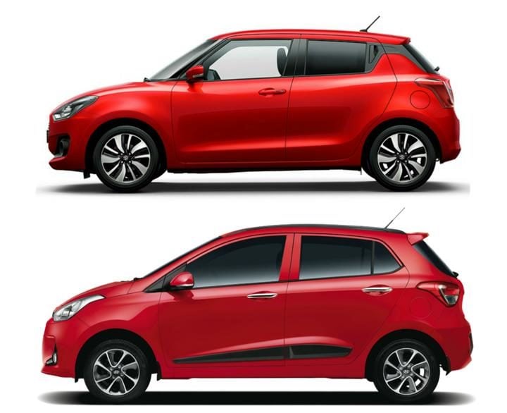 2018 Maruti Suzuki Swift Vs Hyundai Grand i10 Side Profile