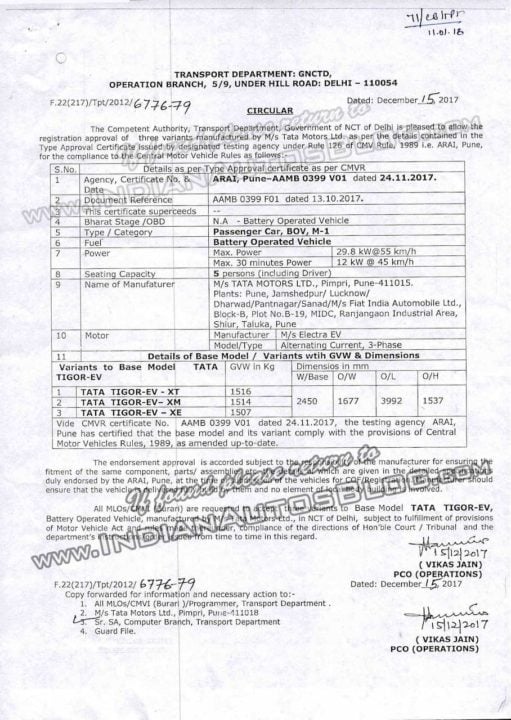 Tata-Tigor-Electric-certification-document-Sheet