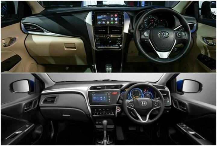 toyota yaris vs honda city interiors profile