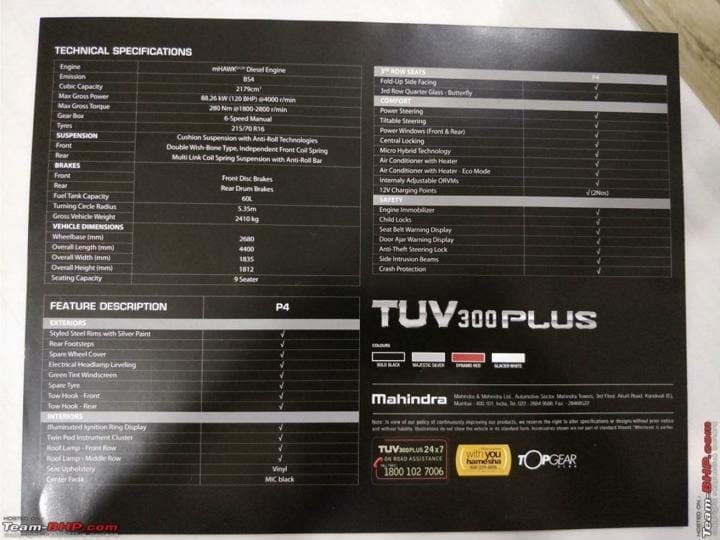 mahindra tuv300 plsu brochure 1 image