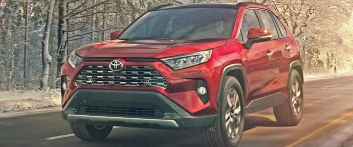 2019 toyota rav4 red front left driving 1 Image