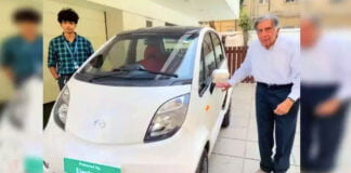 modified tata nano electric with ratan tata