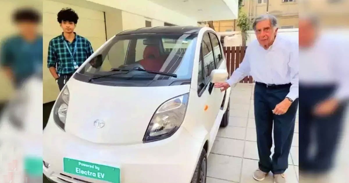 modified tata nano electric with ratan tata