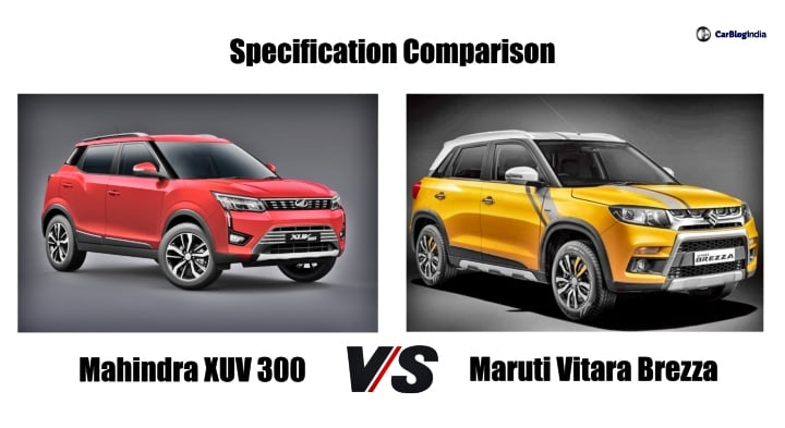 mahindra xuv 300 vs maruti vitara brezza front image
