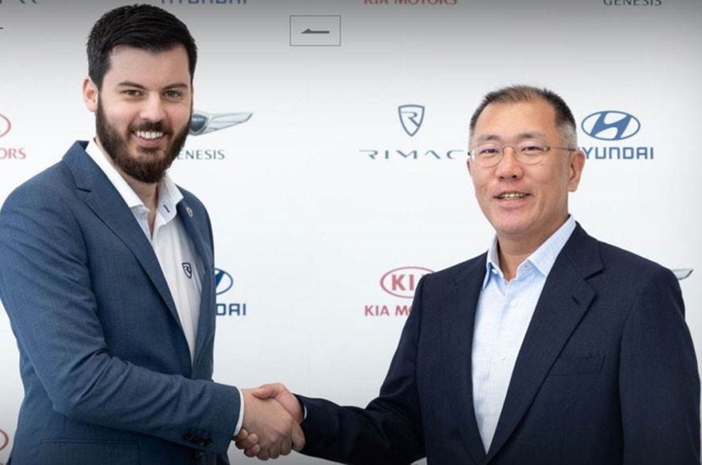 Founder and CEO of Rimac Automobili, Mate Rimac with Euisun Chung, Executive Vice Chairman of Hyundai Motor Group 