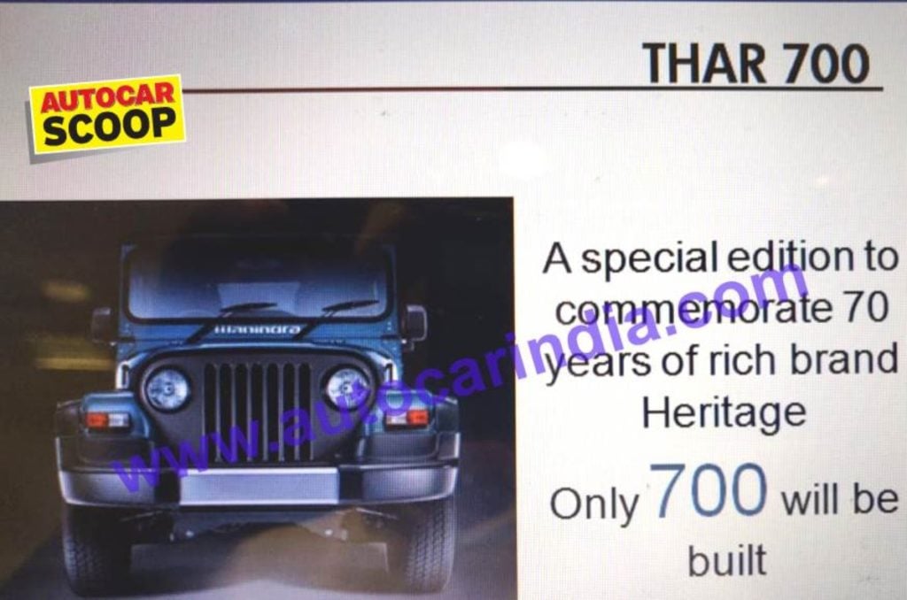 Mahindra Thar Signature Edition Pictures leaked