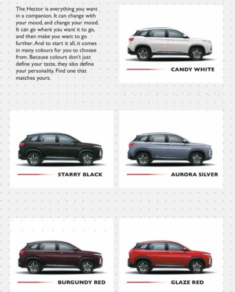 MG Hector Color Options