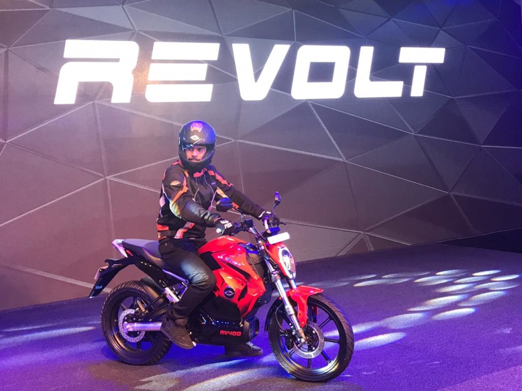 Revolt RV400 at its launch in Delhi
