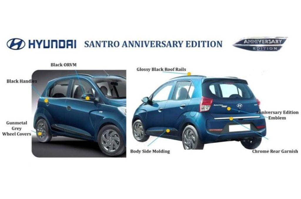 Hyundai has introduced the Santro Anniversary Edition for a price of Rs. 5.17 lakh