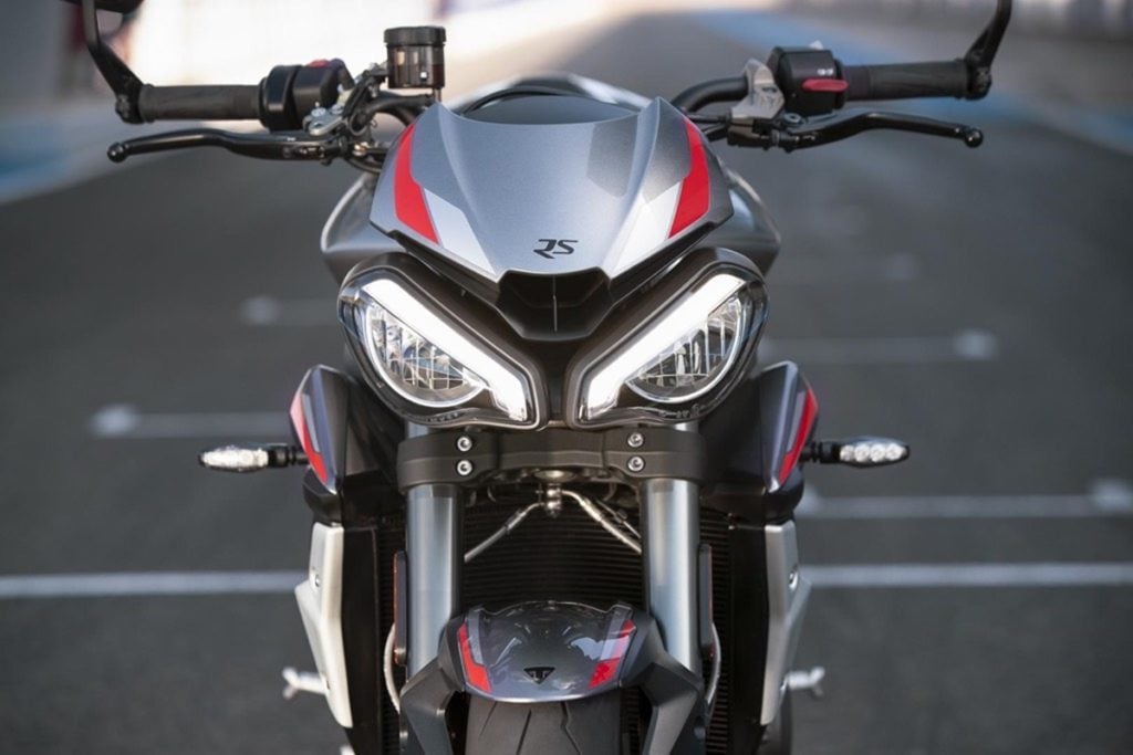 The Triumph Street Triple RS retains its bug-eye but looks even angrier now
